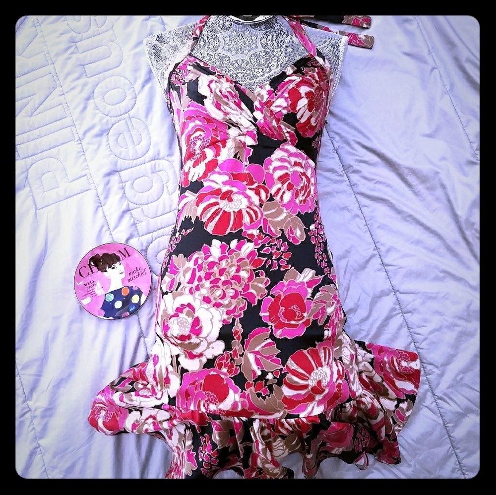 Retro GUESS FlowerHalterDress Sz3🌹